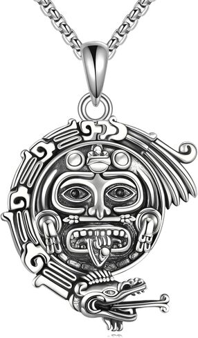 YFN Mayan Necklace Sterling Silver Aztec Mayan Calendar Pendant Religious Jewelry Mayan Gifts for Women Men in Saudi Arabia