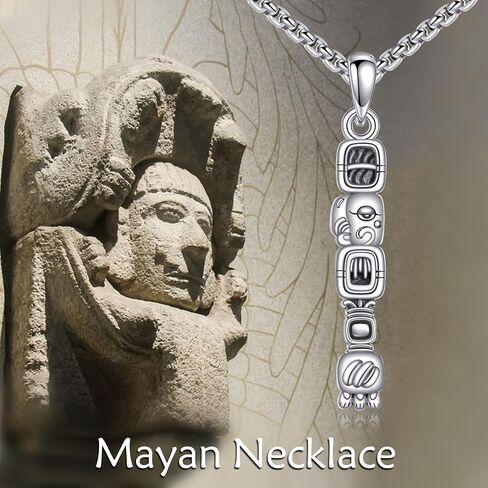 YFN Mayan Necklace Sterling Silver Aztec Mayan Calendar Pendant Religious Jewelry Mayan Gifts for Women Men in Saudi Arabia
