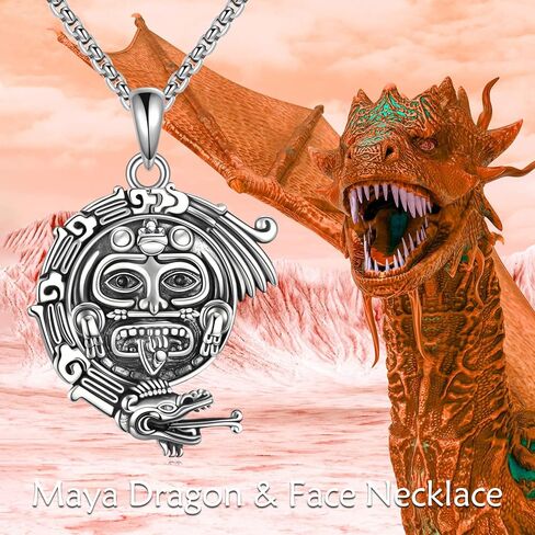 YFN Mayan Necklace Sterling Silver Aztec Mayan Calendar Pendant Religious Jewelry Mayan Gifts for Women Men in Saudi Arabia