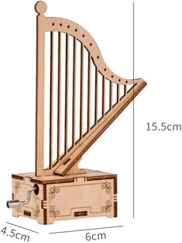 Developmental Wooden Music Box Harp Music Box Cut Wood Music Box Antique Music Box Day Birthady Gift Musical in Kuwait