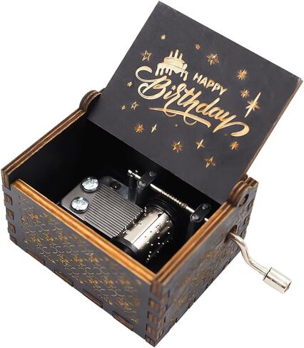 Happy Birthday to You Wood Music Box, Mini Laser Engraved Vintage Wooden Musical Boxes Gifts for Mom,Lover,Friends,Grandmother on Birthday in Saudi Arabia