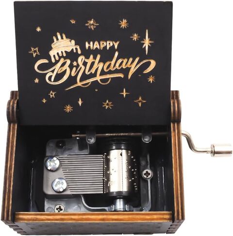 Happy Birthday to You Wood Music Box, Mini Laser Engraved Vintage Wooden Musical Boxes Gifts for Mom,Lover,Friends,Grandmother on Birthday in Saudi Arabia