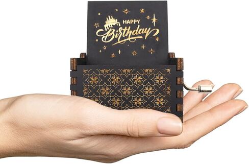 Happy Birthday to You Wood Music Box, Mini Laser Engraved Vintage Wooden Musical Boxes Gifts for Mom,Lover,Friends,Grandmother on Birthday in Saudi Arabia
