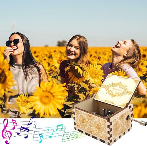 Happy Birthday to You Wood Music Box, Mini Laser Engraved Vintage Wooden Musical Boxes Gifts for Mom,Lover,Friends,Grandmother on Birthday in Saudi Arabia