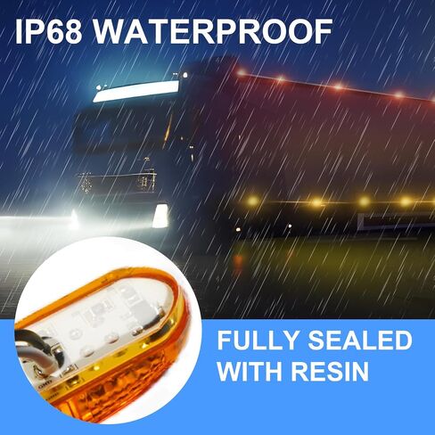 Side Marker Lights 4Pcs Red Amber Wide Angle DC 12V 24V IP68 Waterproof Clearance Light for Truck Trailer (2 Amber + 2 Red) in Saudi Arabia