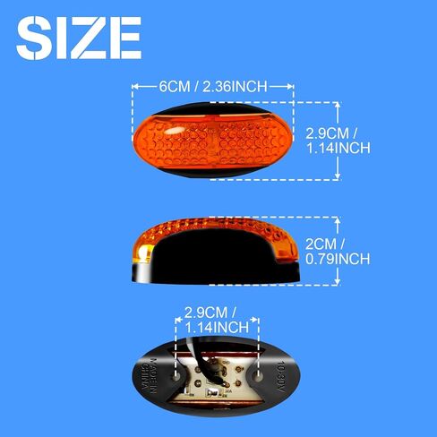 Side Marker Lights 4Pcs Red Amber Wide Angle DC 12V 24V IP68 Waterproof Clearance Light for Truck Trailer (2 Amber + 2 Red) in Saudi Arabia