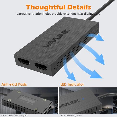 WAVLINK USB 3.0 or USB C to HDMI Adapter for Dual Monitors, Universal Video Graphics Adapter for Mac and Windows, Thunderbolt 3/4, Dual Display 1080p@60Hz in Saudi Arabia