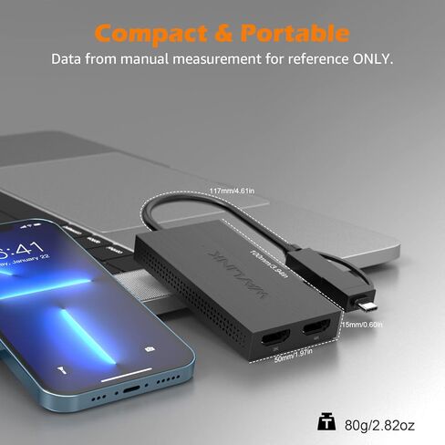 WAVLINK USB 3.0 or USB C to HDMI Adapter for Dual Monitors, Universal Video Graphics Adapter for Mac and Windows, Thunderbolt 3/4, Dual Display 1080p@60Hz in Saudi Arabia