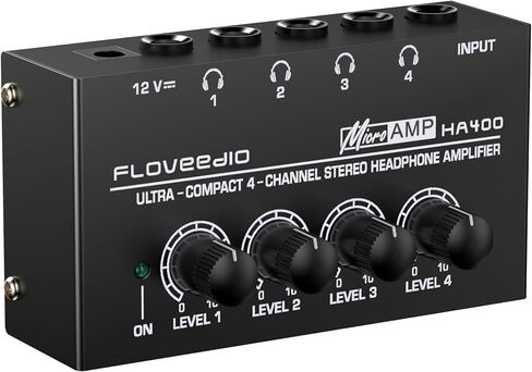 HA400 Stereo Headphone Amplifier Ultra Compact 4-Channel Headphone Amp Splitter for Studio and Stage with 12V Power Adapter in Saudi Arabia