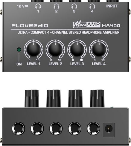HA400 Stereo Headphone Amplifier Ultra Compact 4-Channel Headphone Amp Splitter for Studio and Stage with 12V Power Adapter in Saudi Arabia