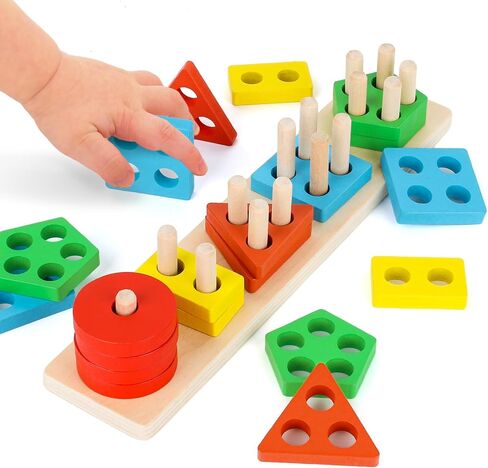 LovesTown 20PCS Montessori Toys, Wooden Sensory Toys Stacking Sorting Toys Toddler Learning Toy Activities Puzzles for Toddlers Kids Baby Boys Girls Birthday Gifts in Saudi Arabia