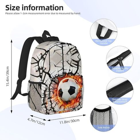 Soccer Ball Toddler Backpack for Boys Kids Teens Man Sports School Bags Small Preschool Bookbags Casual Student Daypack Gifts Lightweight Waterproof Travel Backpack 15inch in Saudi Arabia