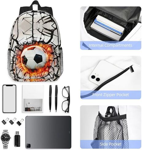 Soccer Ball Toddler Backpack for Boys Kids Teens Man Sports School Bags Small Preschool Bookbags Casual Student Daypack Gifts Lightweight Waterproof Travel Backpack 15inch in Saudi Arabia