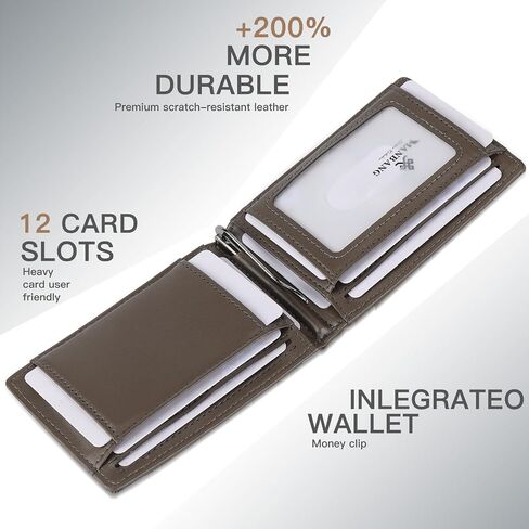 Slim Wallet for Men-Leather Money Clip Mens Wallets-RFID Blocking Front Pocket Bifold Wallet-Minimalist Credit Card Holder with Gift Box (Crazy Horse Brown) in Saudi Arabia