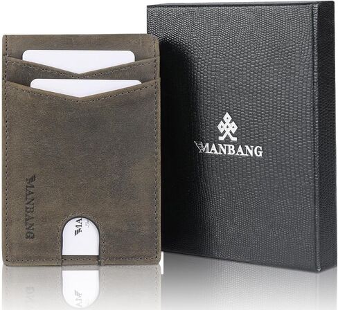Slim Wallet for Men-Leather Money Clip Mens Wallets-RFID Blocking Front Pocket Bifold Wallet-Minimalist Credit Card Holder with Gift Box (Crazy Horse Brown) in Saudi Arabia