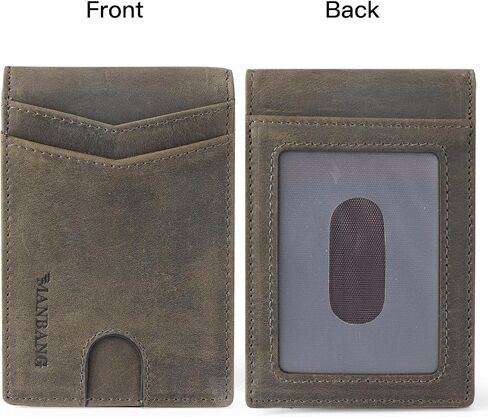 Slim Wallet for Men-Leather Money Clip Mens Wallets-RFID Blocking Front Pocket Bifold Wallet-Minimalist Credit Card Holder with Gift Box (Crazy Horse Brown) in Saudi Arabia