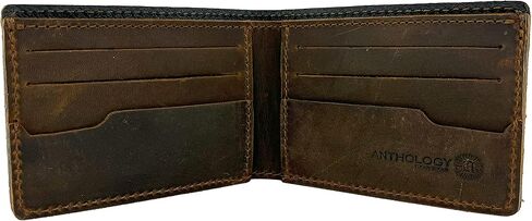 محفظة جلدية مصنوعة يدوياً من الحبوب الكاملة للرجال (بني ويسكي) in Kuwait