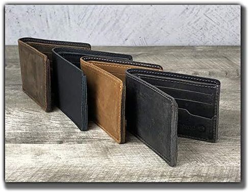 محفظة جلدية مصنوعة يدوياً من الحبوب الكاملة للرجال (بني ويسكي) in Kuwait