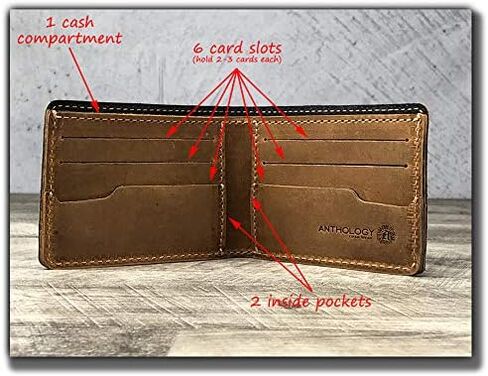 محفظة جلدية مصنوعة يدوياً من الحبوب الكاملة للرجال (بني ويسكي) in Kuwait