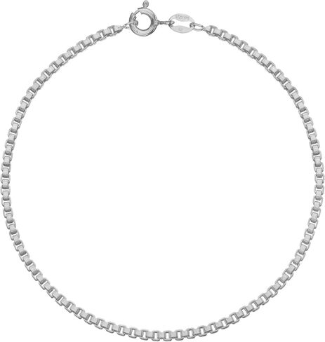 14K Gold or White Gold Filled Bracelet or Ankle Chain, 2mm Box-Style Thin Bracelet or Anklet for Women and Men Made in Italy, Non-Tarnish, Waterproof and Beach-Ready, Sizes 7"-11" in Saudi Arabia