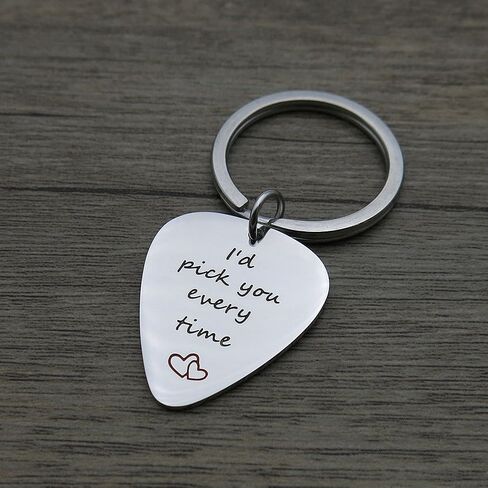 I'd Pick You Every Time I Pick you Guitar Pick Keychain Musical Gifts in Saudi Arabia