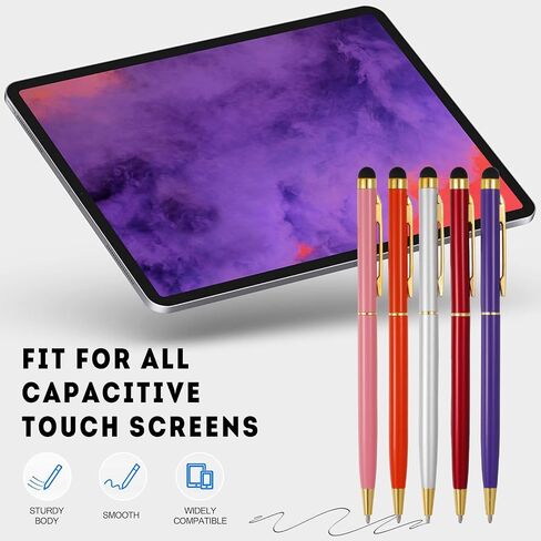 15 Pack Stylus Pens for Touch Screens Stylus Pen Compatible with Phone Tablets Kindle and Black Ink Ballpoint Pens-2 in 1 Stylists pens for Touch Screens in Kuwait