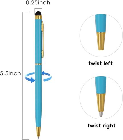 15 Pack Stylus Pens for Touch Screens Stylus Pen Compatible with Phone Tablets Kindle and Black Ink Ballpoint Pens-2 in 1 Stylists pens for Touch Screens in Kuwait