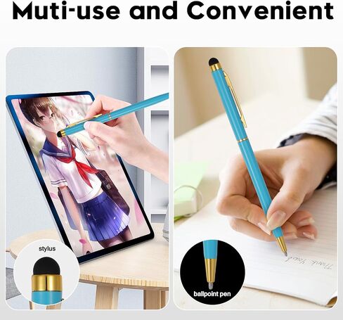 15 Pack Stylus Pens for Touch Screens Stylus Pen Compatible with Phone Tablets Kindle and Black Ink Ballpoint Pens-2 in 1 Stylists pens for Touch Screens in Kuwait