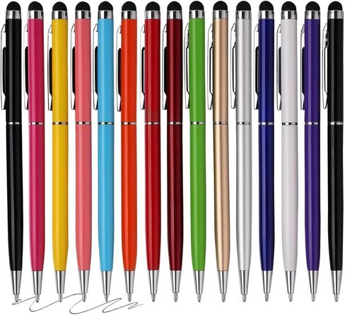 15 Pack Stylus Pens for Touch Screens Stylus Pen Compatible with Phone Tablets Kindle and Black Ink Ballpoint Pens-2 in 1 Stylists pens for Touch Screens in Kuwait