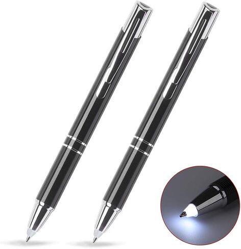 قلم GS GLOWSEEN ذو طرف مضيء، أقلام كتابة بمصباح يدوي برأس كروي LED للكاتب الليلي - قطعتان (ضوء أحمر وأبيض) in Kuwait