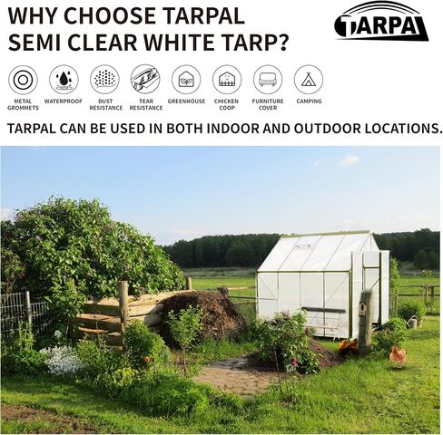 4'x8'(2pack) Semi Clear White Tarp Waterproof Green House Cover with Grommets 7.5mil Clear Poly tarps for Gardening,Farm, Garden,Chicken Coops，Outdoor in Saudi Arabia