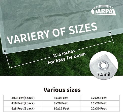 4'x8'(2pack) Semi Clear White Tarp Waterproof Green House Cover with Grommets 7.5mil Clear Poly tarps for Gardening,Farm, Garden,Chicken Coops，Outdoor in Saudi Arabia