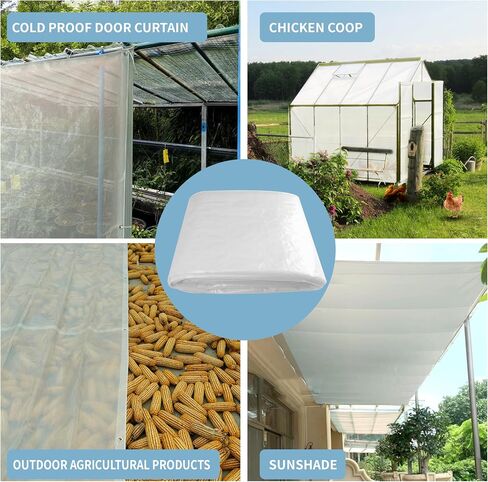 4'x8'(2pack) Semi Clear White Tarp Waterproof Green House Cover with Grommets 7.5mil Clear Poly tarps for Gardening,Farm, Garden,Chicken Coops，Outdoor in Saudi Arabia