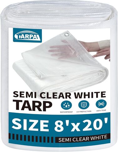 4'x8'(2pack) Semi Clear White Tarp Waterproof Green House Cover with Grommets 7.5mil Clear Poly tarps for Gardening,Farm, Garden,Chicken Coops，Outdoor in Saudi Arabia