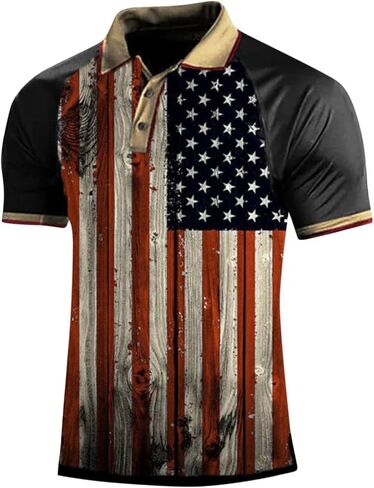 4th of July Polo Shirt Men USA Flag Shirt Patriotic Golf Shirt Independence Day Shirt Forth of July Tops in Saudi Arabia