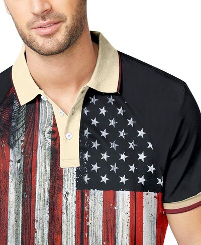 4th of July Polo Shirt Men USA Flag Shirt Patriotic Golf Shirt Independence Day Shirt Forth of July Tops in Saudi Arabia
