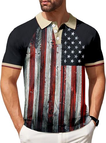 4th of July Polo Shirt Men USA Flag Shirt Patriotic Golf Shirt Independence Day Shirt Forth of July Tops in Saudi Arabia