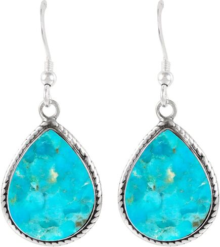 Turquoise Earrings 925 Sterling Silver & Genuine Turquoise (Select style) in Saudi Arabia