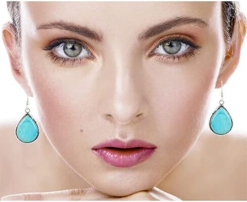 Turquoise Earrings 925 Sterling Silver & Genuine Turquoise (Select style) in Saudi Arabia