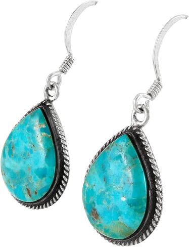 Turquoise Earrings 925 Sterling Silver & Genuine Turquoise (Select style) in Saudi Arabia