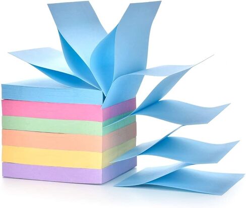 6 Pads Light Color Pop Up Sticky Notes 3x3 inch Refills, Easy to Post Sticky Notes, Accordion Sticky Notes,z fold Sticky Notes Pink, Orange, Yellow, Green, Blue,Purple in Saudi Arabia
