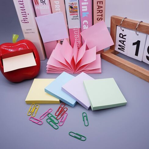 6 Pads Light Color Pop Up Sticky Notes 3x3 inch Refills, Easy to Post Sticky Notes, Accordion Sticky Notes,z fold Sticky Notes Pink, Orange, Yellow, Green, Blue,Purple in Saudi Arabia