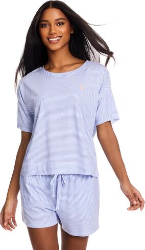 U.S. Polo Assn. Pajama Sets for Women 2 Piece, Knit PJ Sets for Women Shorts with Pockets, Womens Summer PJs in Saudi Arabia