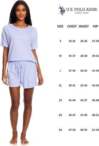 U.S. Polo Assn. Pajama Sets for Women 2 Piece, Knit PJ Sets for Women Shorts with Pockets, Womens Summer PJs in Saudi Arabia