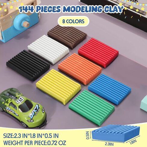Syhood 144 Pieces Non Drying Modeling Clay 15.9lbs Modeling Clay for Kids Molding Clay Toys Gift Set for Boys Girls Classroom Arts and Crafts Projects Play, 8 Colors in Saudi Arabia