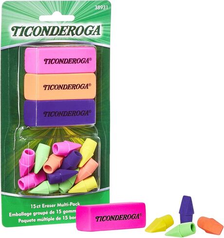 Ticonderoga Erasers, Neon, 15 Count (Pack of 8) (38931SP) in Saudi Arabia