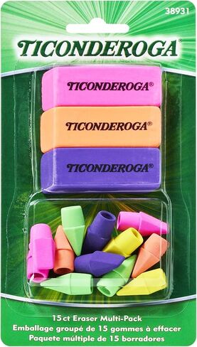 Ticonderoga Erasers, Neon, 15 Count (Pack of 8) (38931SP) in Saudi Arabia