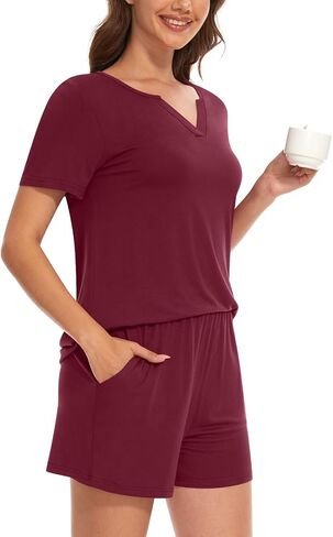 Anyally 2 Piece Women's Summer Short Sleeve Pajama Sets, Plus Size Lounge Sleepwear Ladies Shorts Pjs Sets with Pockets in Saudi Arabia