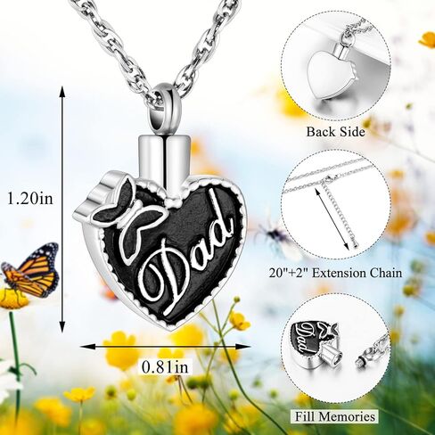 XIUDA جرة قلادة أبي الرماد قلادة قلادة الحرق للرماد فراشة مجوهرات جنائزية-يطير مع الفراشات in Kuwait