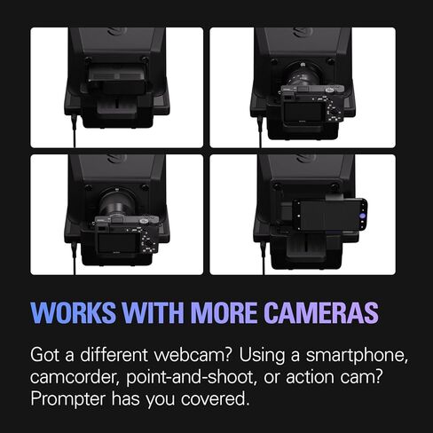 Elgato Prompter - جهاز Teleprompter مع شاشة مدمجة لليوتيوب، Twitch، Zoom، MS Teams والمزيد، يدعم DSLR/كاميرا الويب/الهاتف الذكي، شاشة عرض السحب والإفلات، يعمل مع Mac/PC وStream Deck in Kuwait